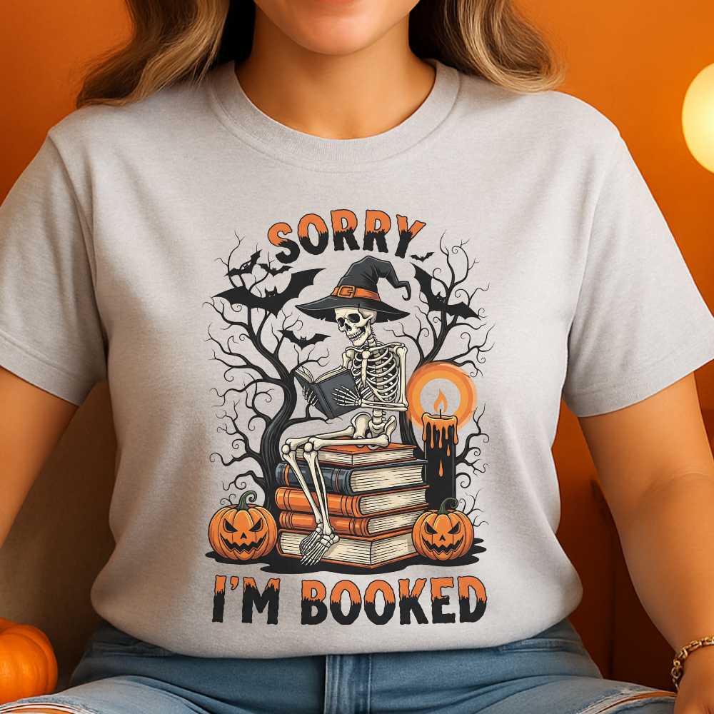 Sorry I’m Booked Skeleton Witch Halloween T-Shirt
