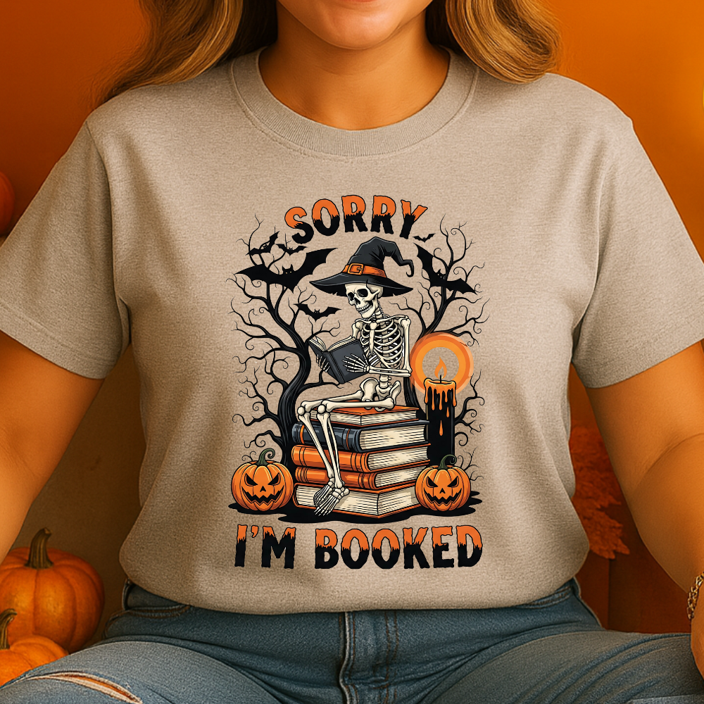 Sorry I’m Booked Skeleton Witch Halloween T-Shirt