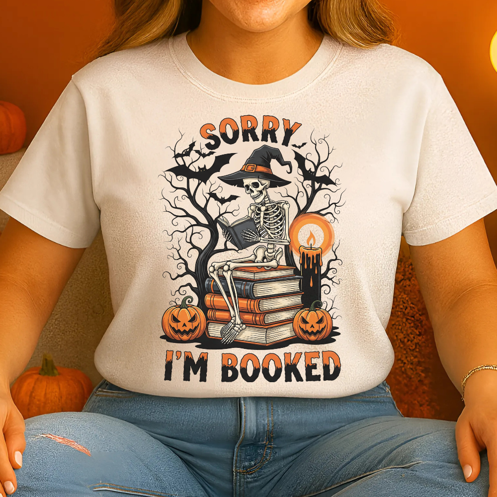 Sorry I’m Booked Skeleton Witch Halloween T-Shirt