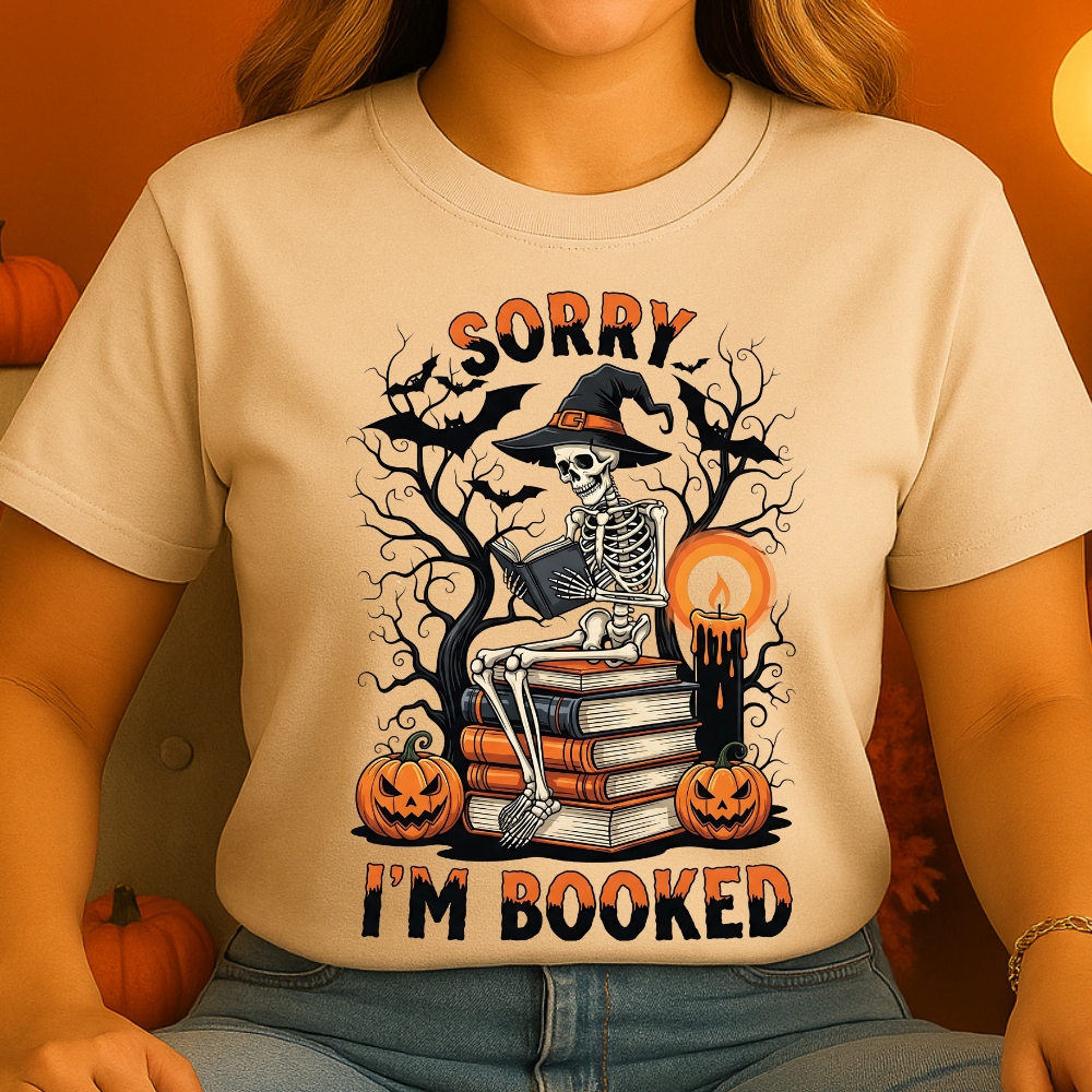 Sorry I’m Booked Skeleton Witch Halloween T-Shirt