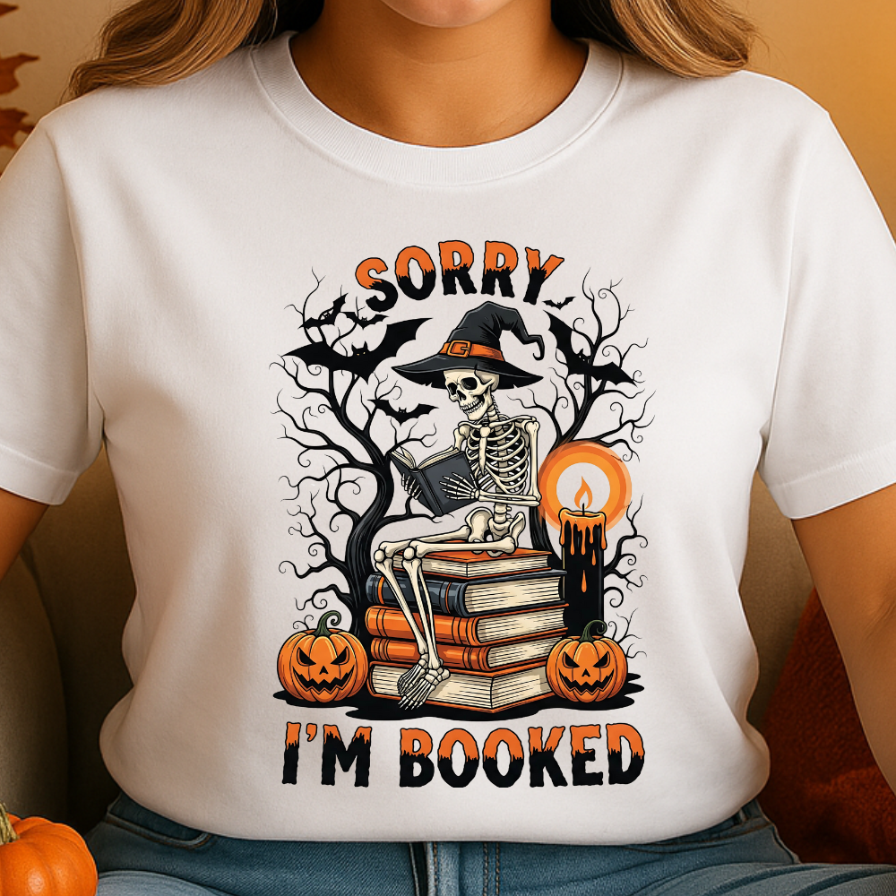 Sorry I’m Booked Skeleton Witch Halloween T-Shirt