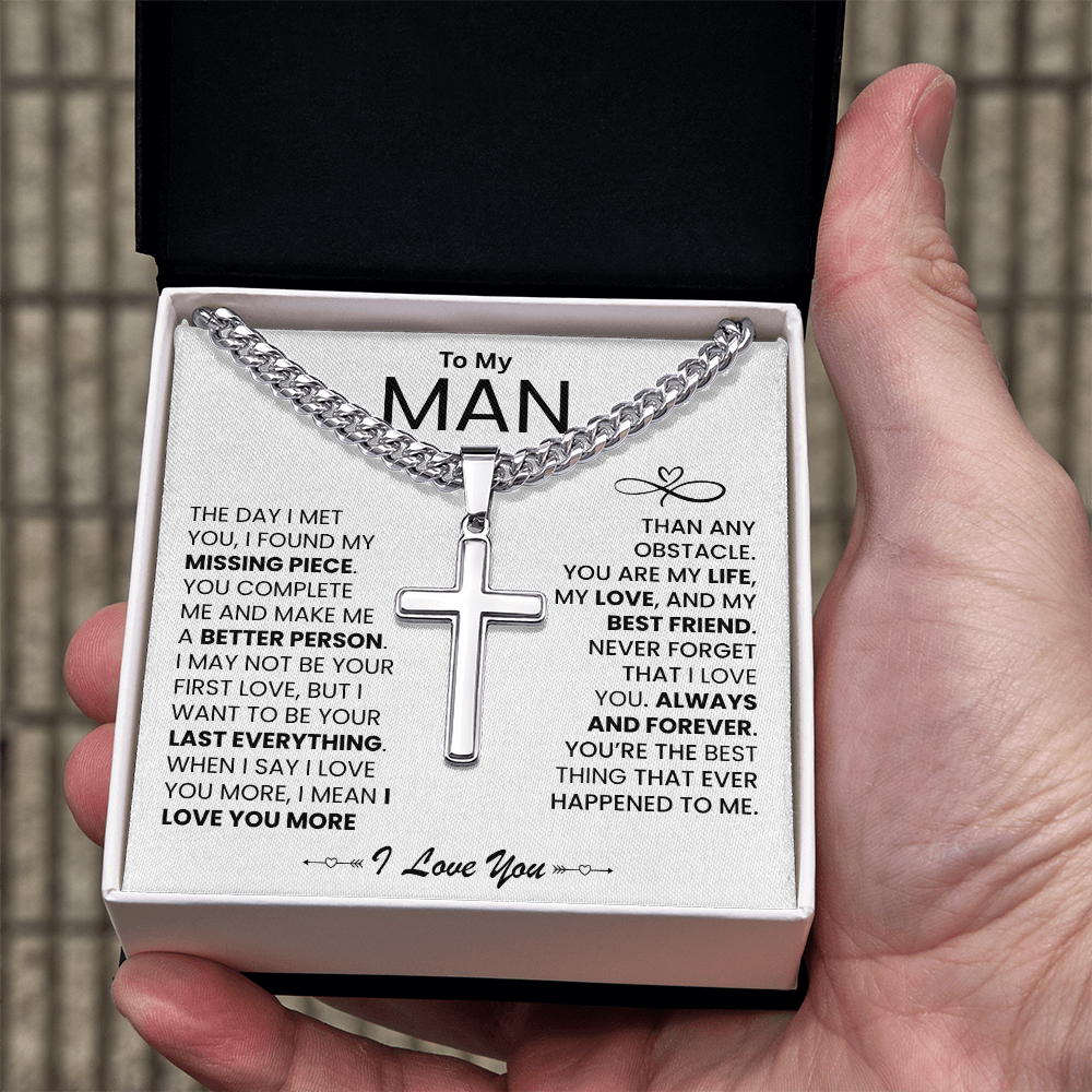 To My Man - "I Found My Missing Piece" - Cross Necklace