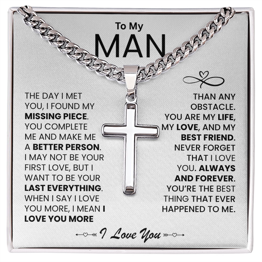 To My Man - "I Found My Missing Piece" - Cross Necklace