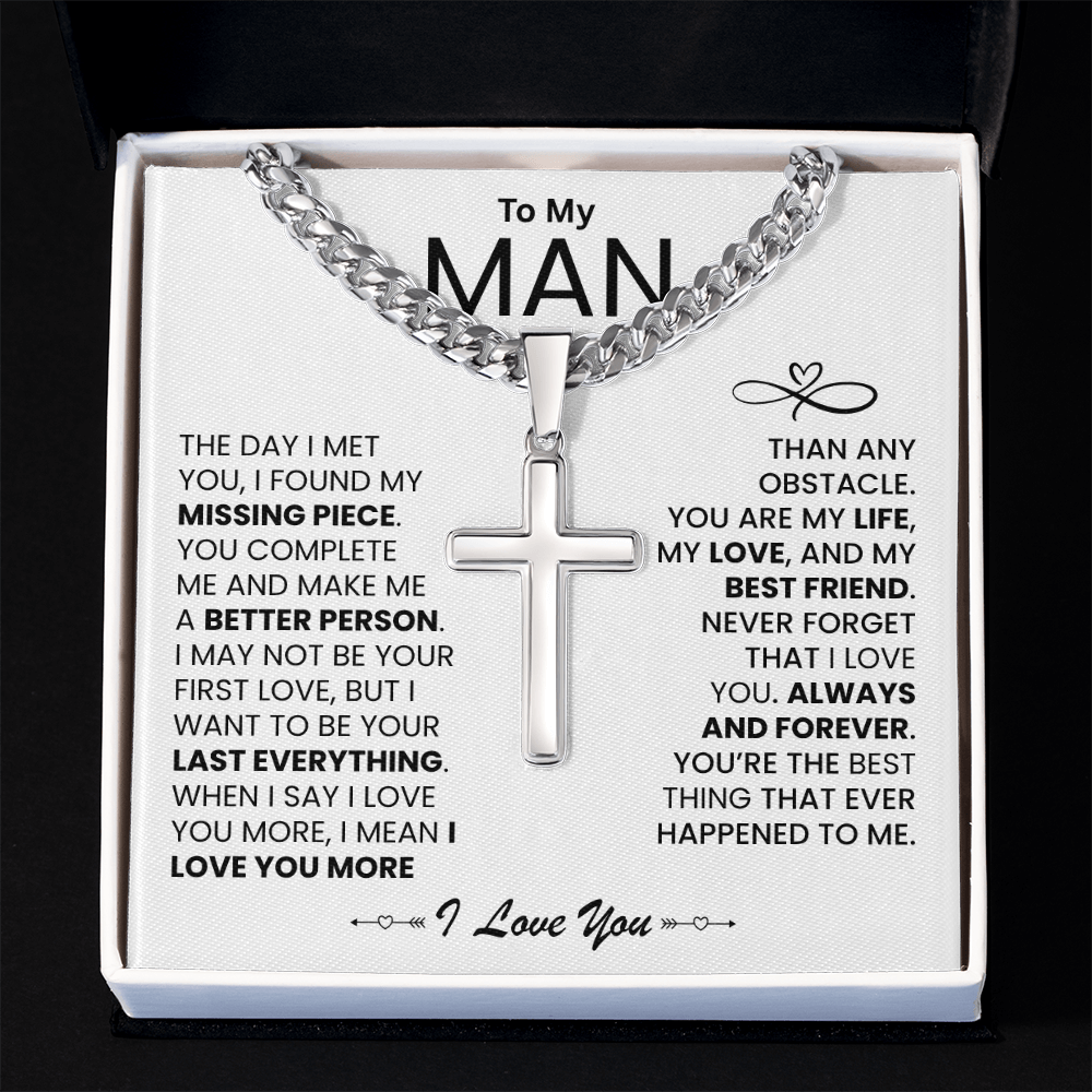 To My Man - "I Found My Missing Piece" - Cross Necklace