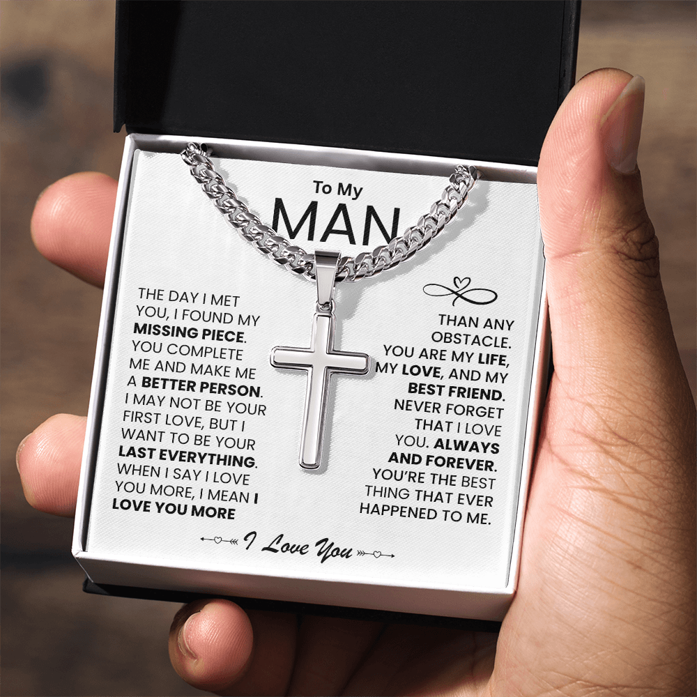 To My Man - "I Found My Missing Piece" - Cross Necklace