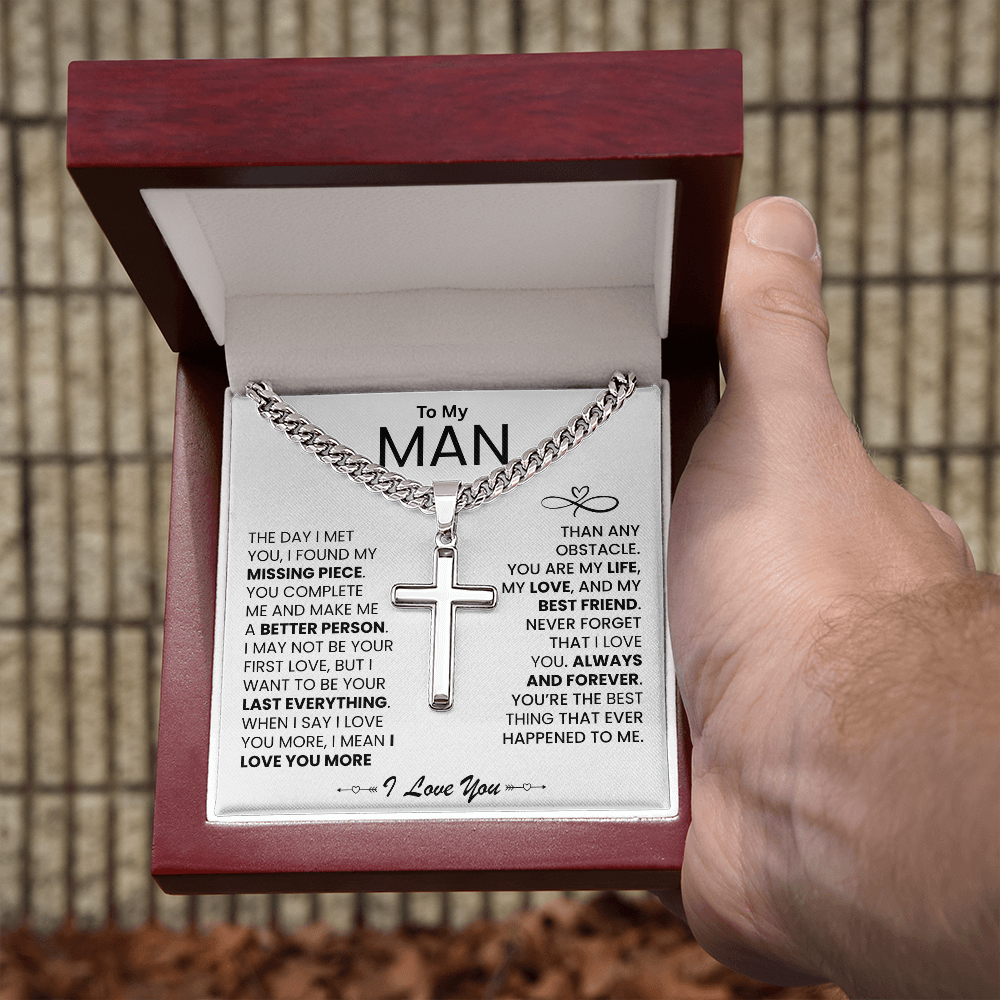 To My Man - "I Found My Missing Piece" - Cross Necklace