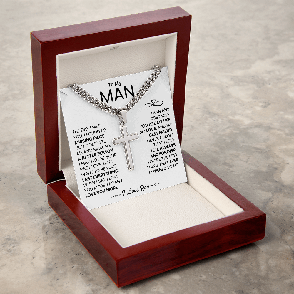 To My Man - "I Found My Missing Piece" - Cross Necklace