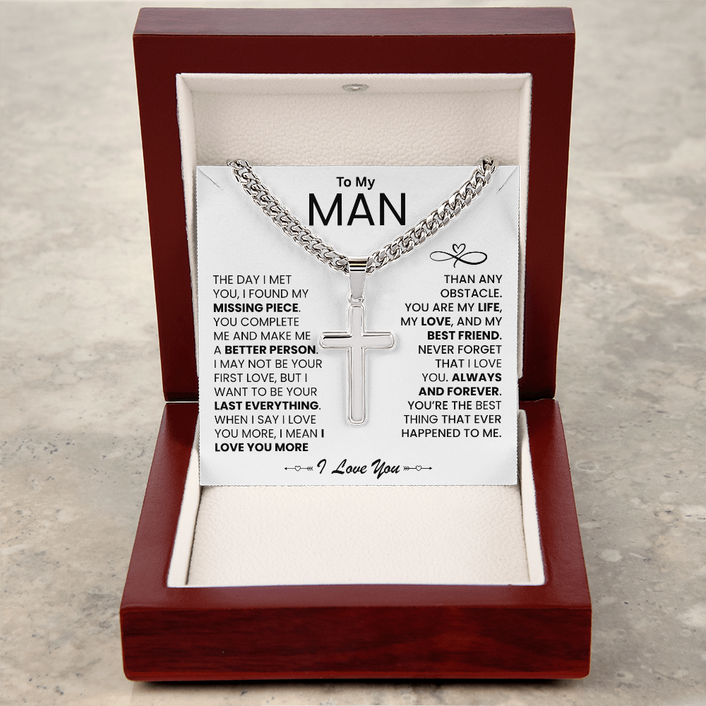 To My Man - "I Found My Missing Piece" - Cross Necklace