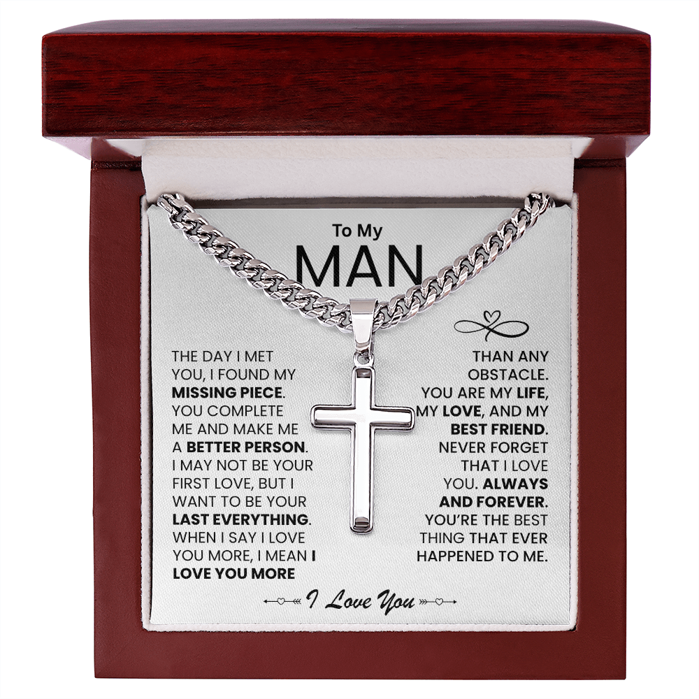 To My Man - "I Found My Missing Piece" - Cross Necklace