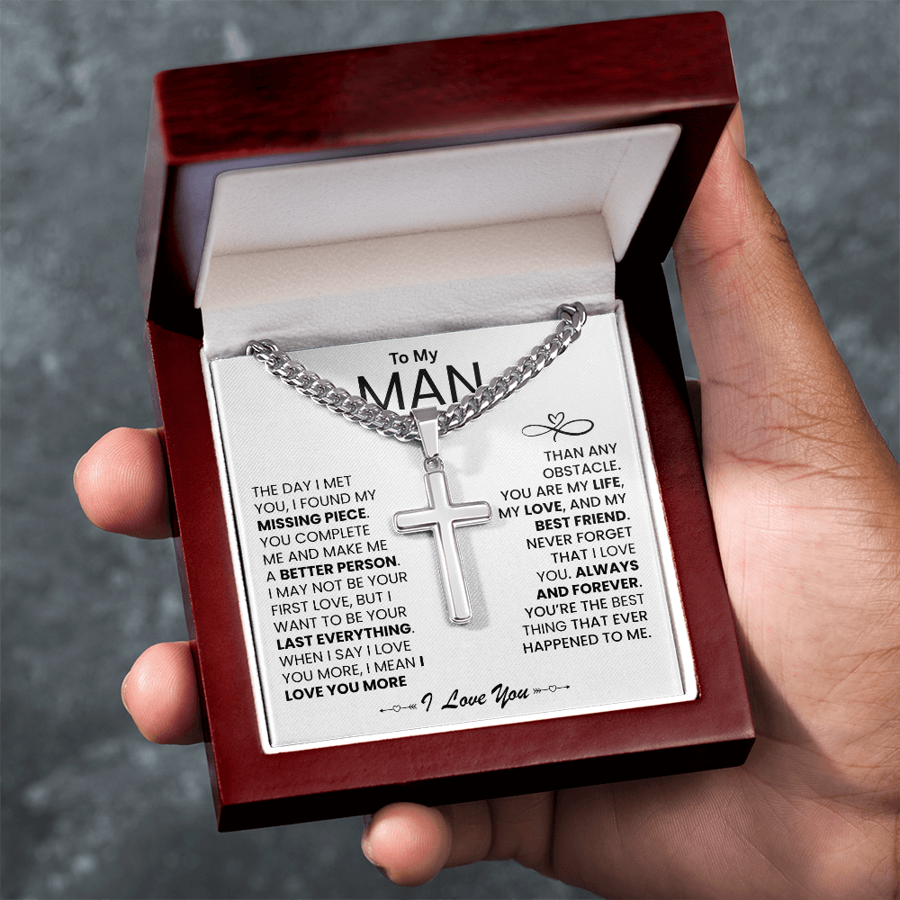 To My Man - "I Found My Missing Piece" - Cross Necklace
