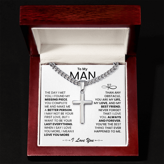 To My Man - "I Found My Missing Piece" - Cross Necklace