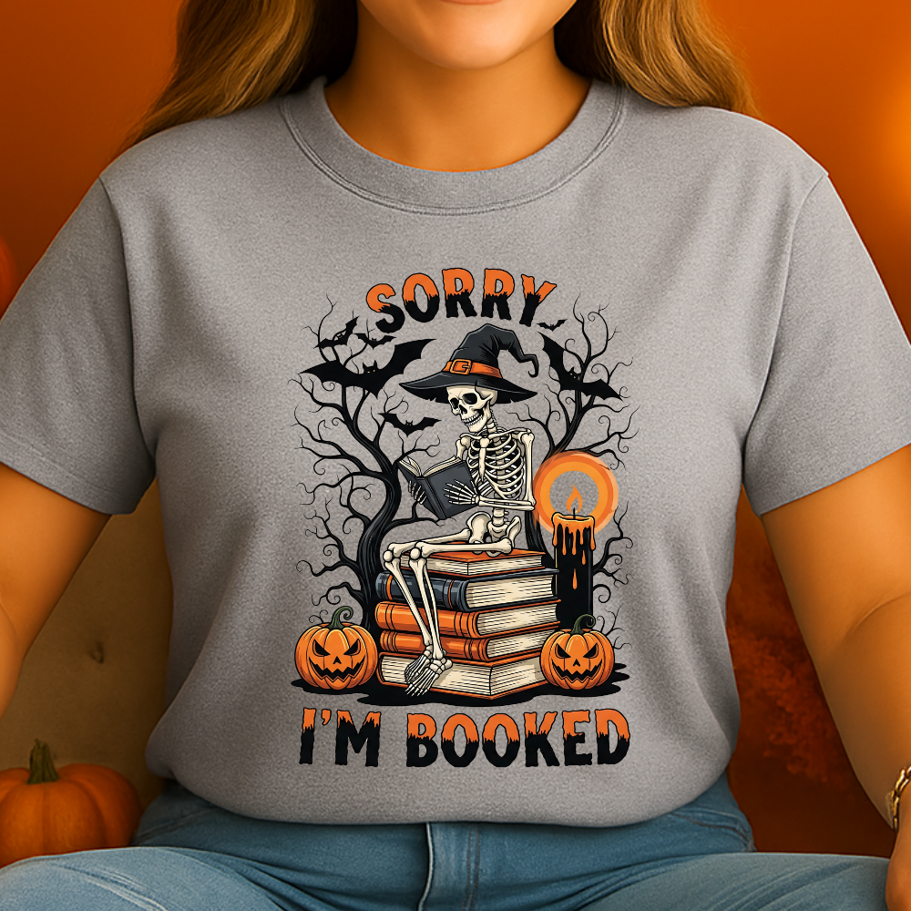 Sorry I’m Booked Skeleton Witch Halloween T-Shirt