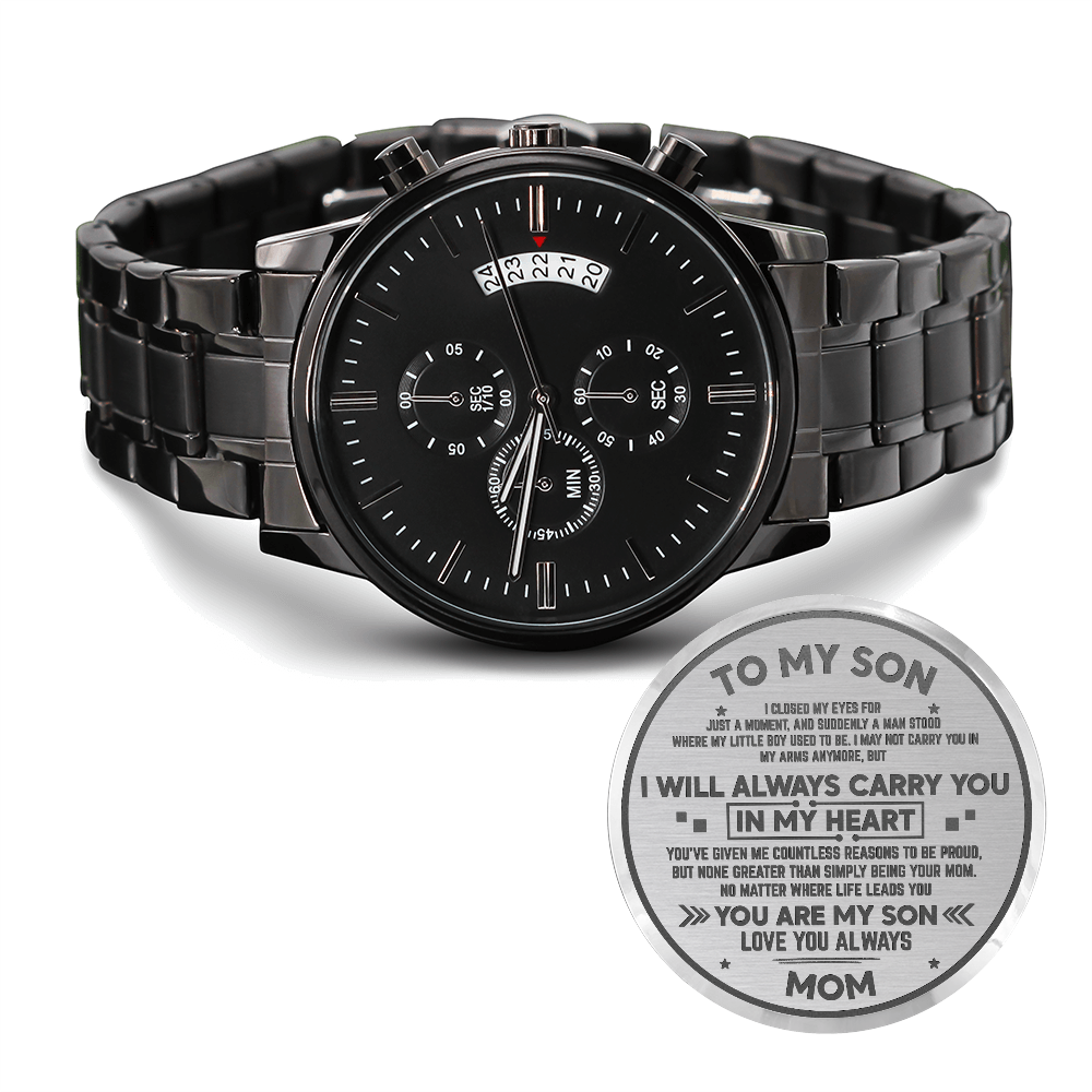 Gift For Son - Black Chronograph Watch