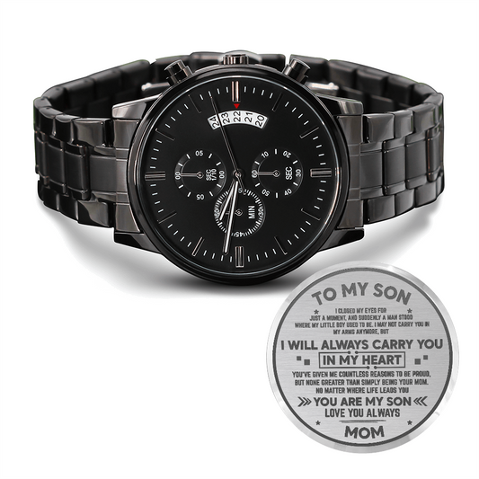 Gift For Son - Black Chronograph Watch