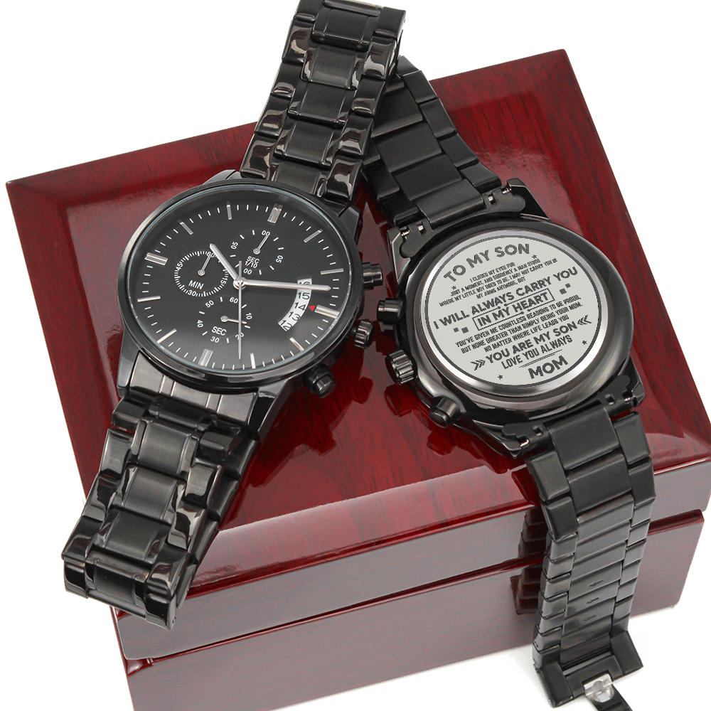 Gift For Son - Black Chronograph Watch
