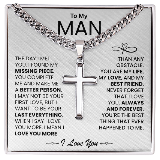 To My Man - "I Found My Missing Piece" - Cross Necklace